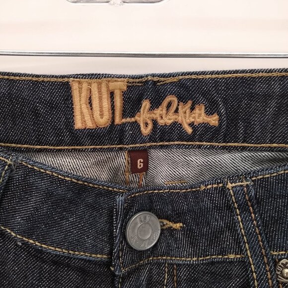 KUT FROM THE KLOTH Embellished Pockets Jeans 6 Boot Cut Dark Wash Jeans Blingy - Picture 2 of 8